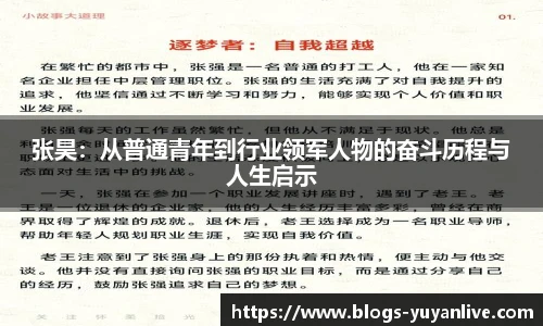 张昊：从普通青年到行业领军人物的奋斗历程与人生启示